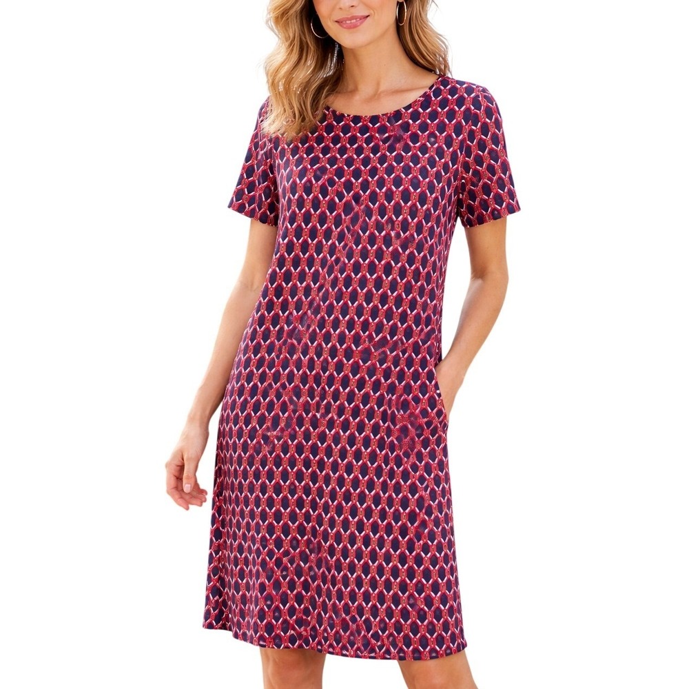 J Jill Wearever Womens Shift Dress XL Multicolor Lattice Geometric Office Resort
